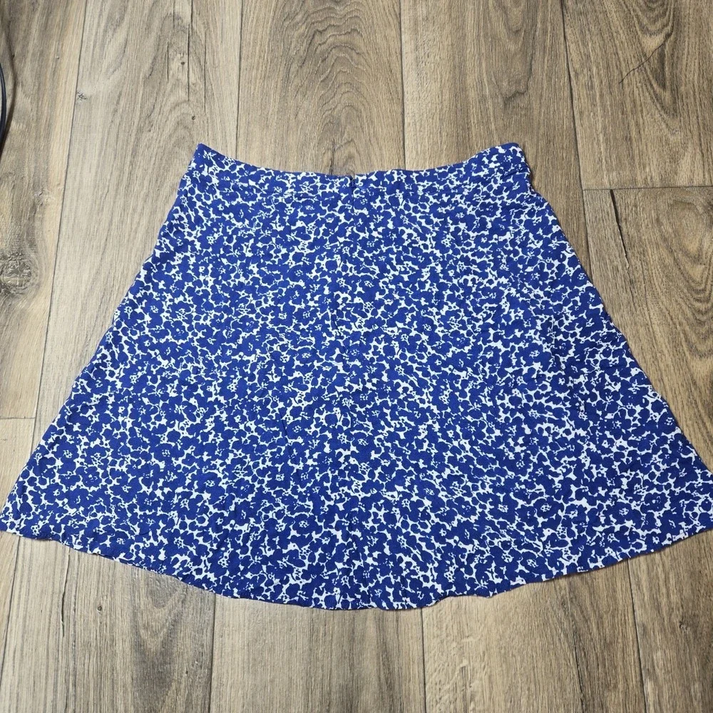 NWT Marine Layer Bonnie Mini Skirt‎ 14 Back Zip Closure White Blue Ditsy Floral